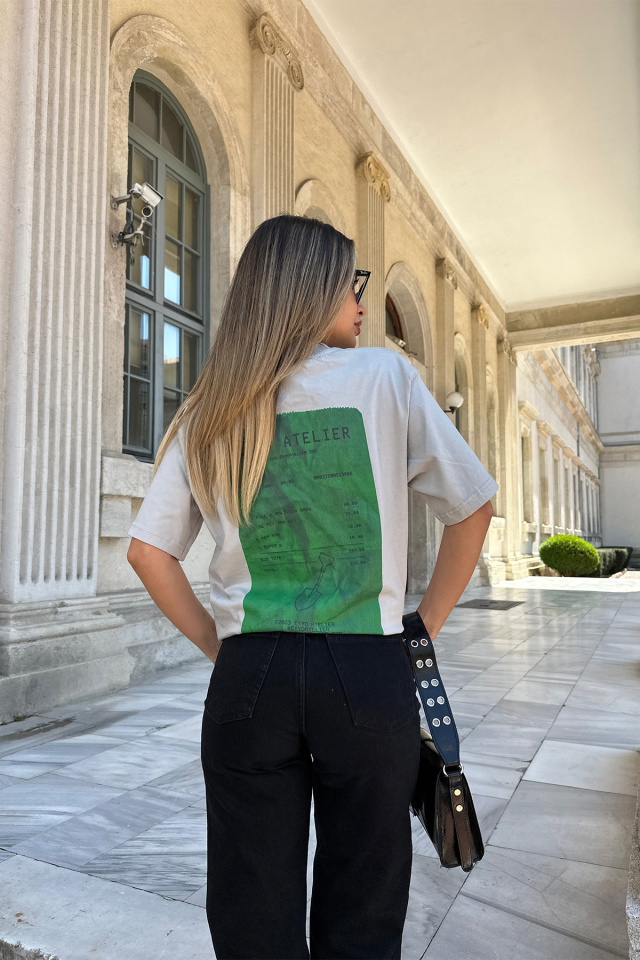Stone Color Back Printed Tshirt ATE5284 - 5