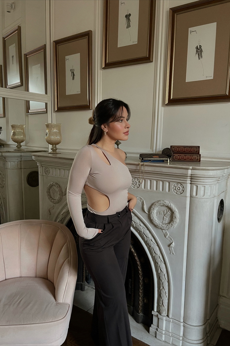 Stone Color Both Side Detail Bodysuit ATE3017 - EYYO