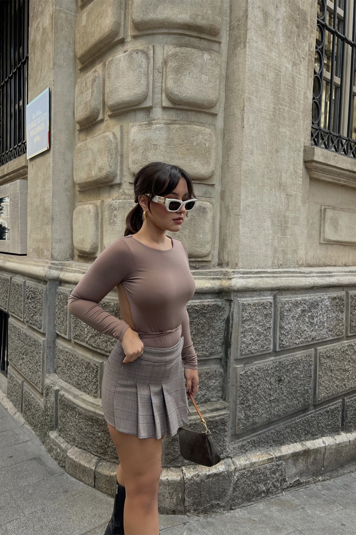 Stone Color Laced Bodysuit ATE2662 - EYYO