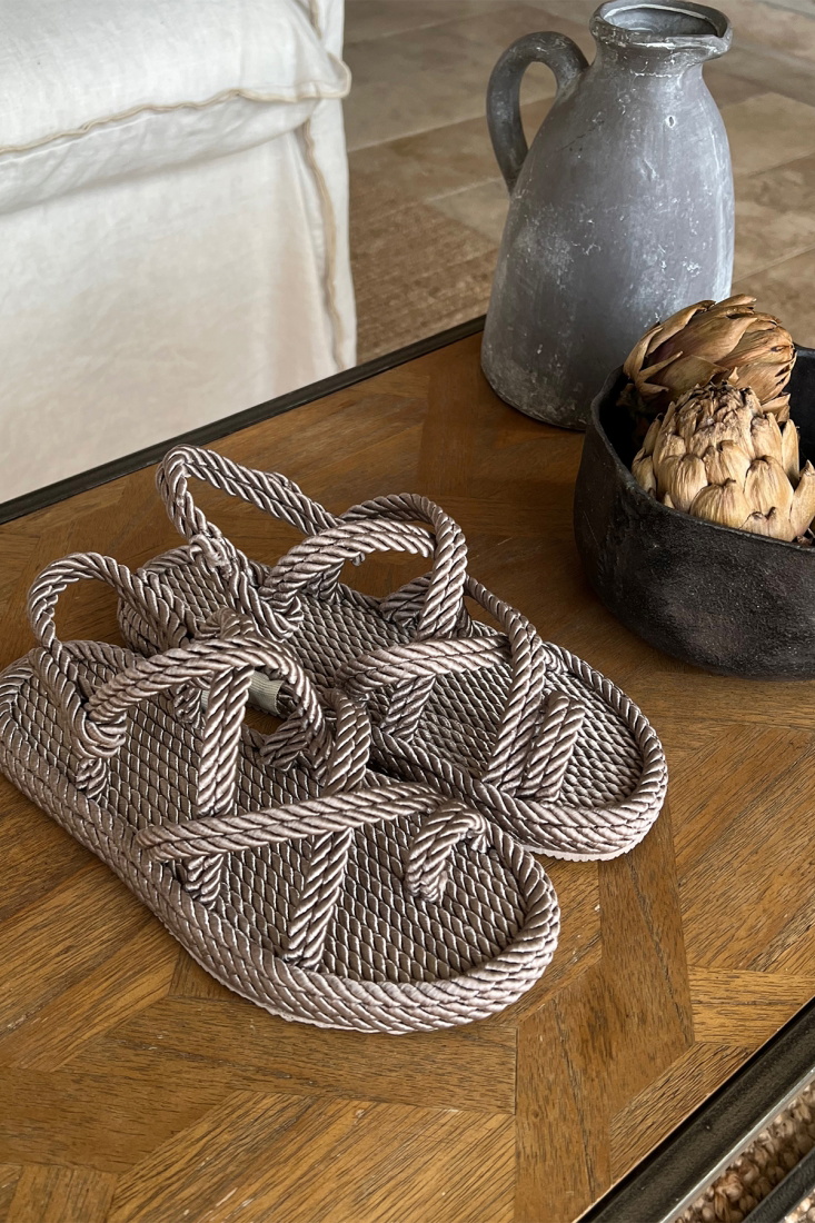 Stone Color Wicker Sandals ATE6373 - EYYO