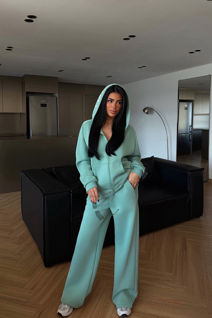 Su Yeşili Bonny Fermuarlı Eşofman Takımı ATE-3872 - EYYO