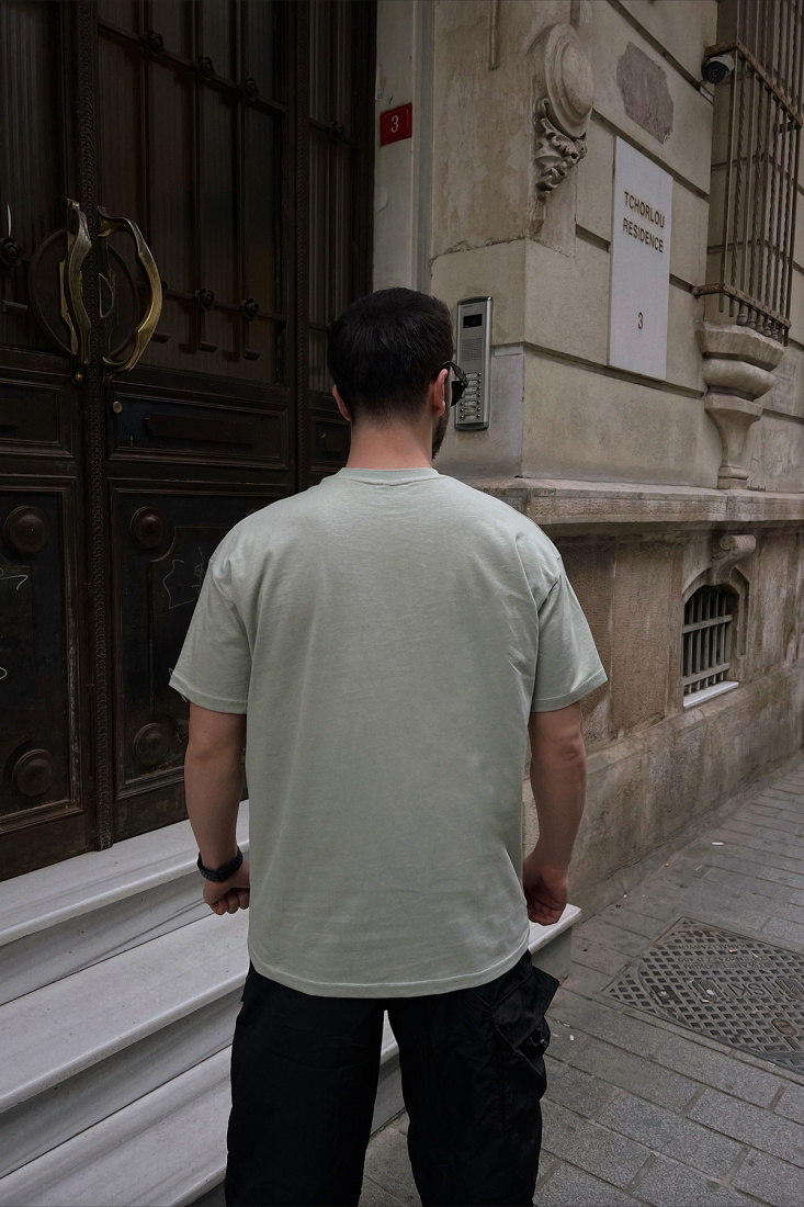 Su Yeşili Önü Baskılı Tişört ATE5244 - EYYO