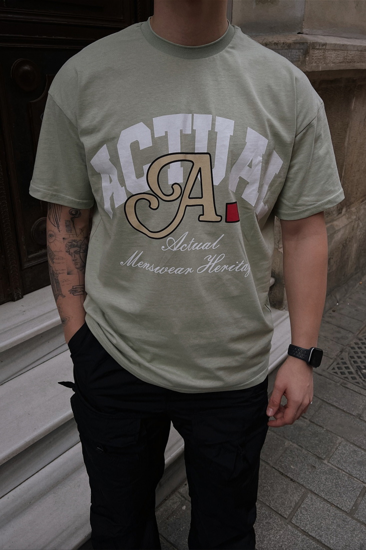 Su Yeşili Önü Baskılı Tişört ATE5244 - EYYO