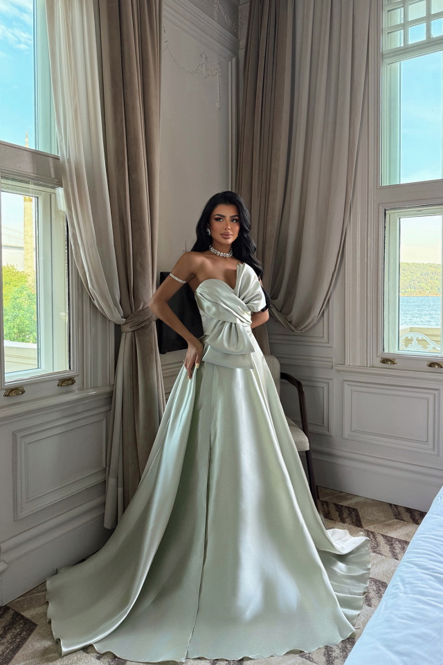 Su Yeşili Straplez Uzun Abiye ATE-3176 - 3