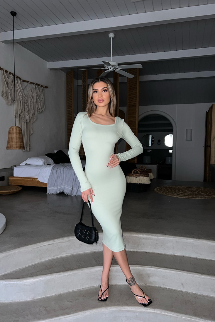 Su Yeşili Uzun Elbise ATE4628 - EYYO