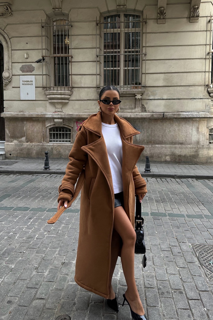 Taba HARPER Cep Detay Uzun Kaban ATE-0430 - EYYO