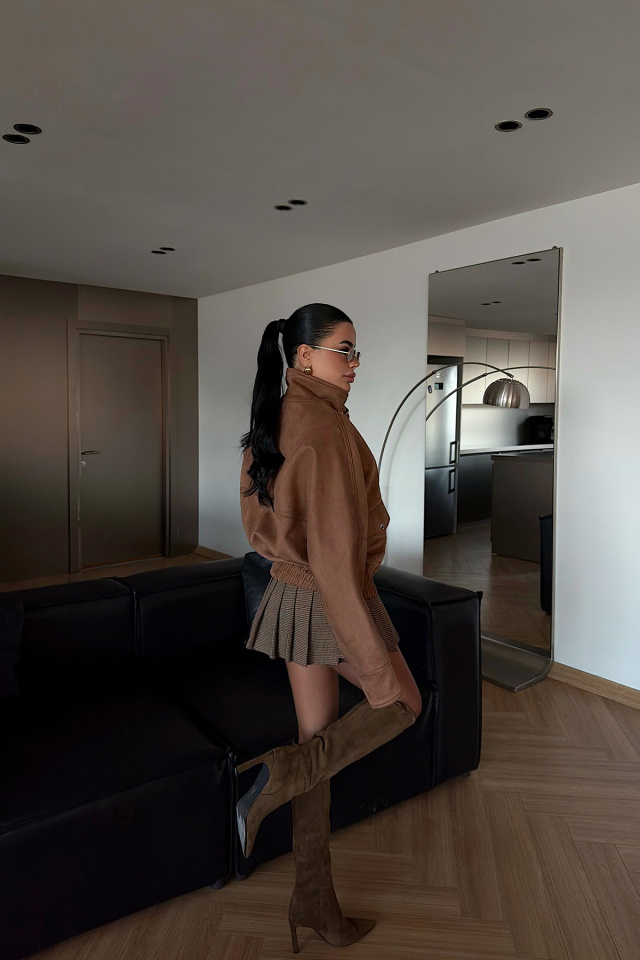 Taba Düğme Detay Deri Ceket ATE-4745 - 4