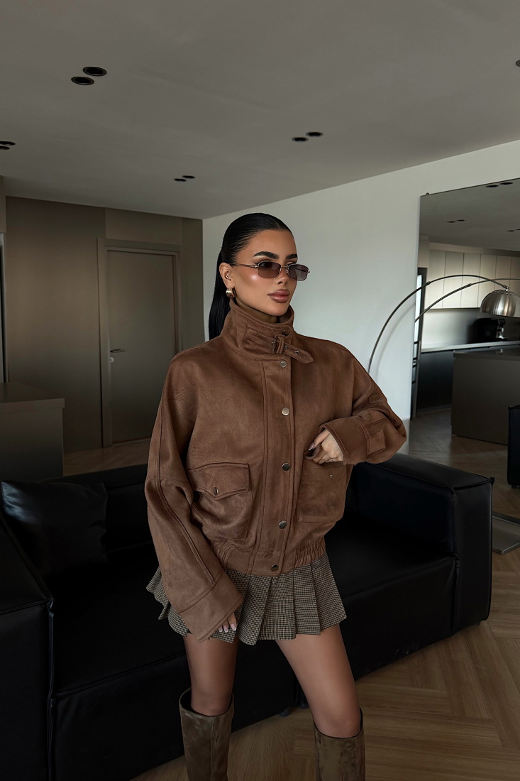 Taba Düğme Detay Deri Ceket ATE-4745 - EYYO