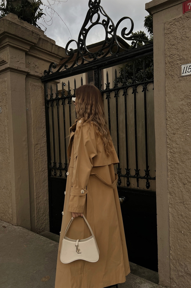 Taba Önü Düğmeli Kruvaze Yaka Trenckot ATE3230 - EYYO