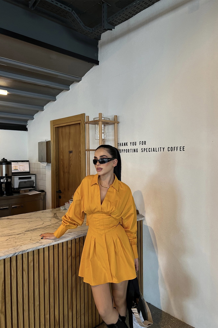 Taba Sırt Detay Mini Elbise ATE4160 - EYYO