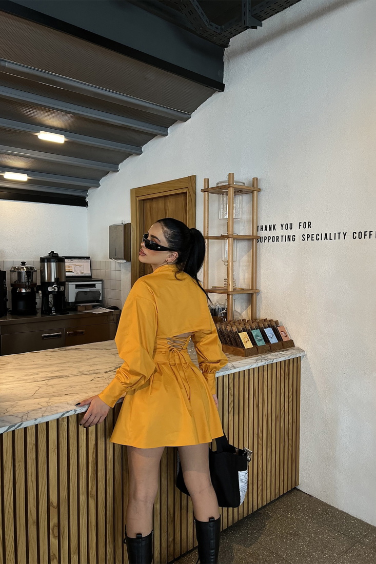 Taba Sırt Detay Mini Elbise ATE4160 - EYYO