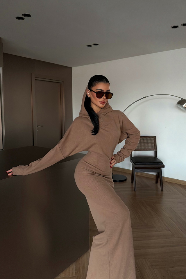 Taba Magma uzun kapüşonlu elbise ATE-4367 - 3