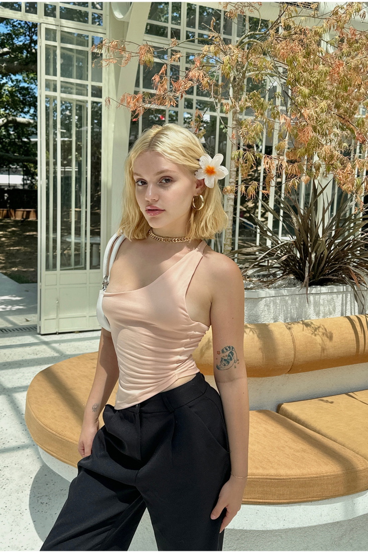 Tan Color Single Sleeve Blouse ATE6181 - EYYO