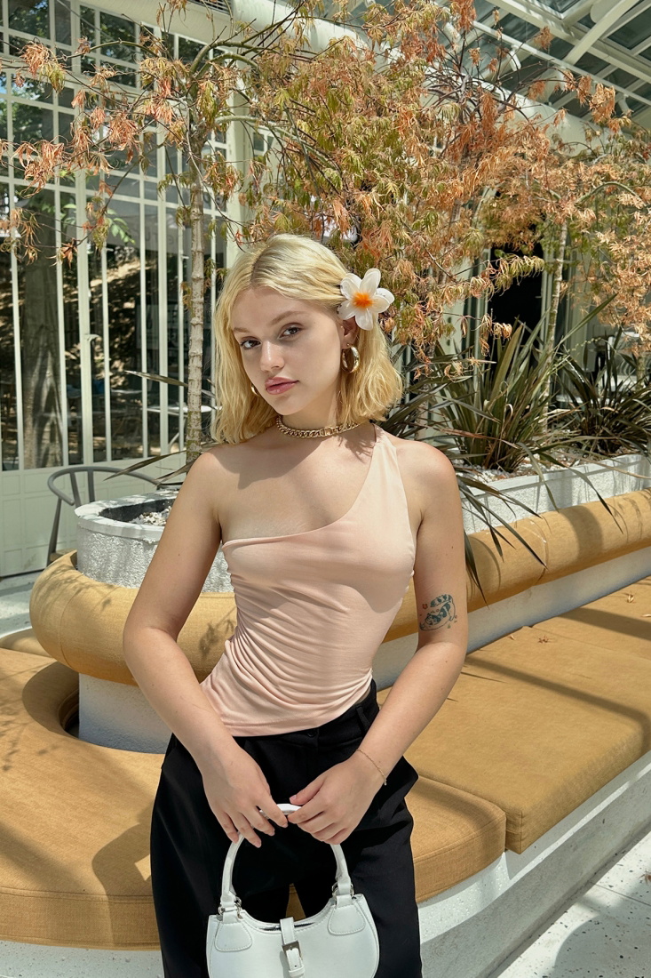 Tan Color Single Sleeve Blouse ATE6181 - EYYO