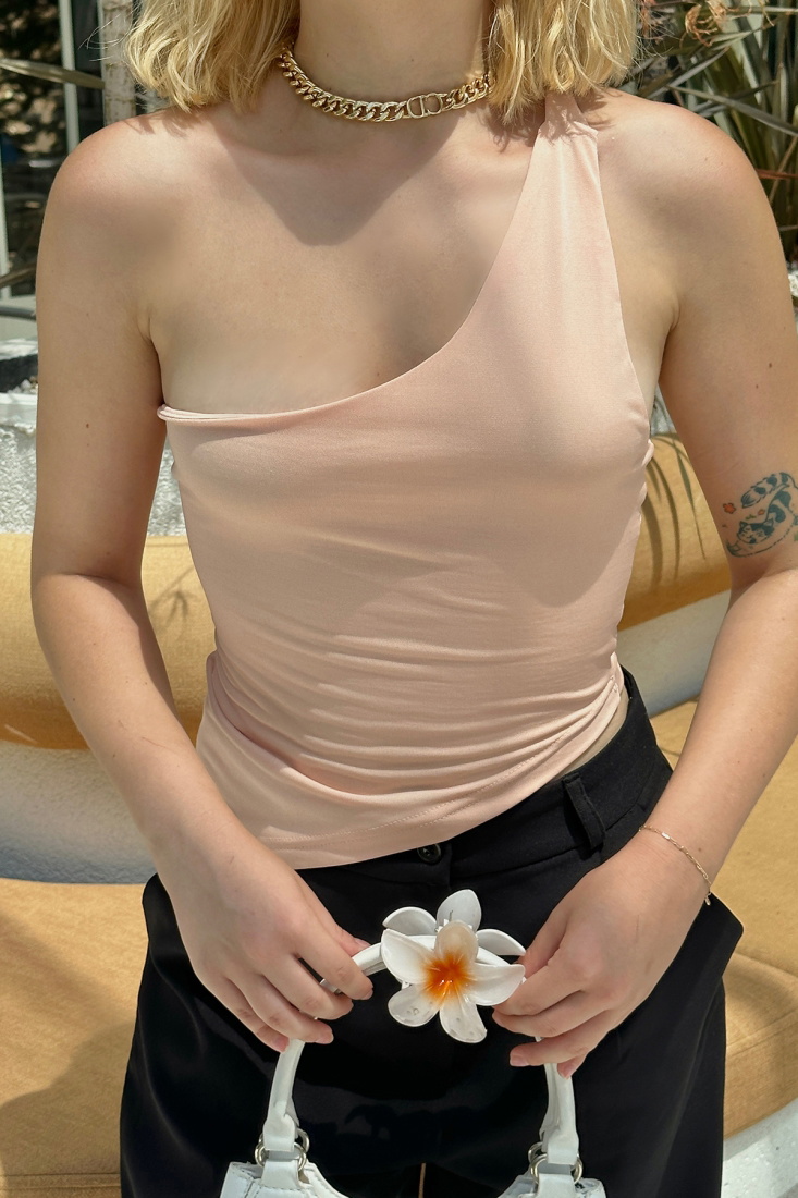 Tan Color Single Sleeve Blouse ATE6181 - EYYO