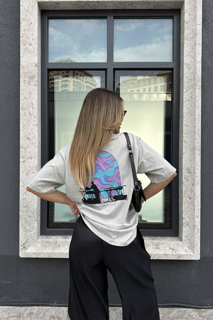 Taş Arkası Baskılı Tişört ATE6151 - EYYO