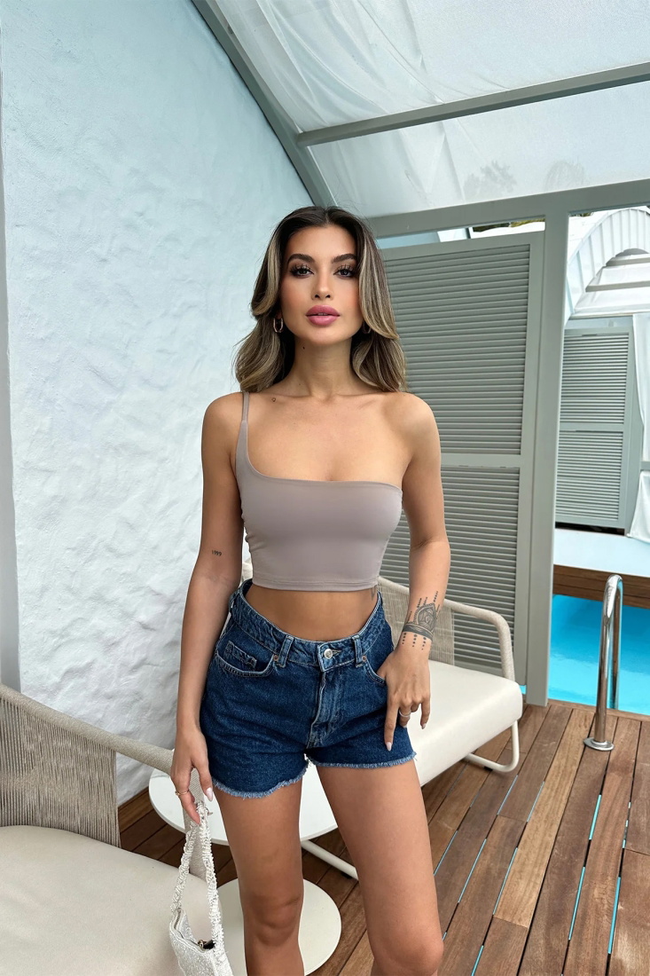 Taş Askı Detay Crop Top ATE6967 - EYYO