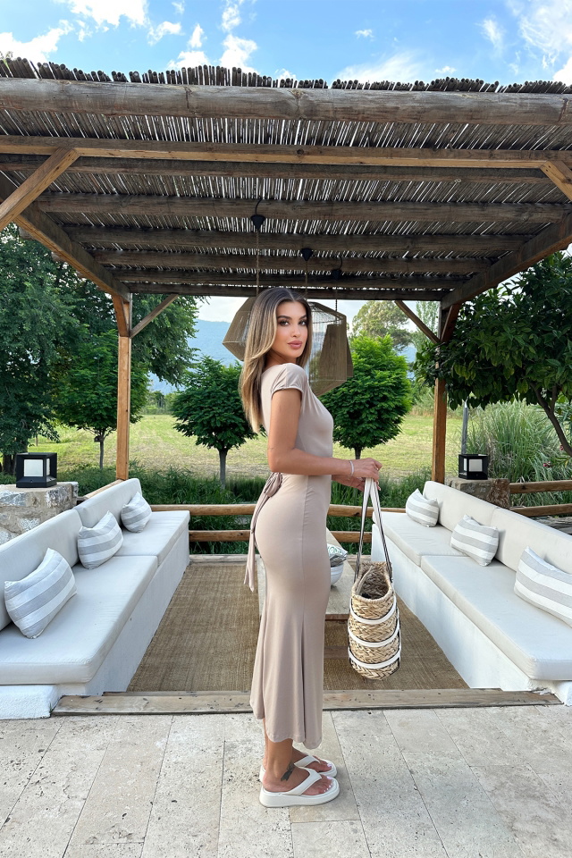Taş Bağlamalı Uzun Elbise ATE7238 - 9