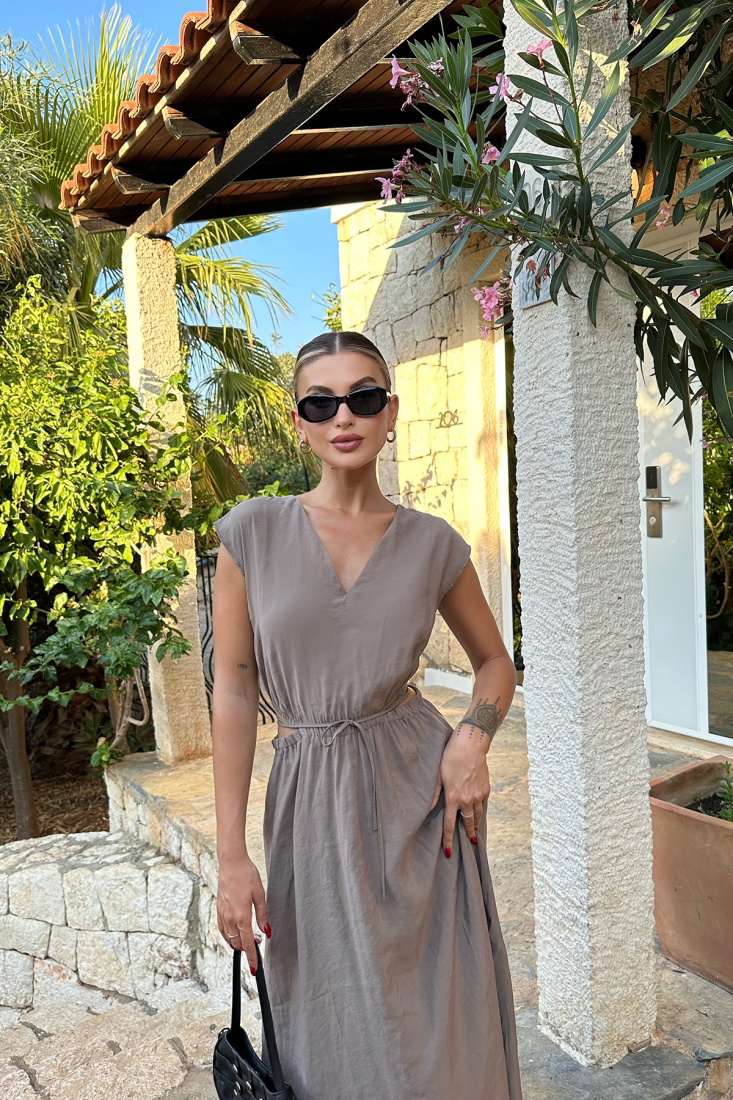 Taş Bağlamalı Uzun Elbise ATE7806 - EYYO