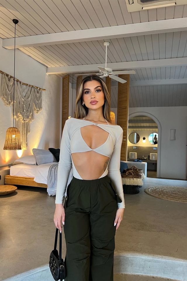 Taş Derin Dekolteli Bodysuit ATE4588 - 1