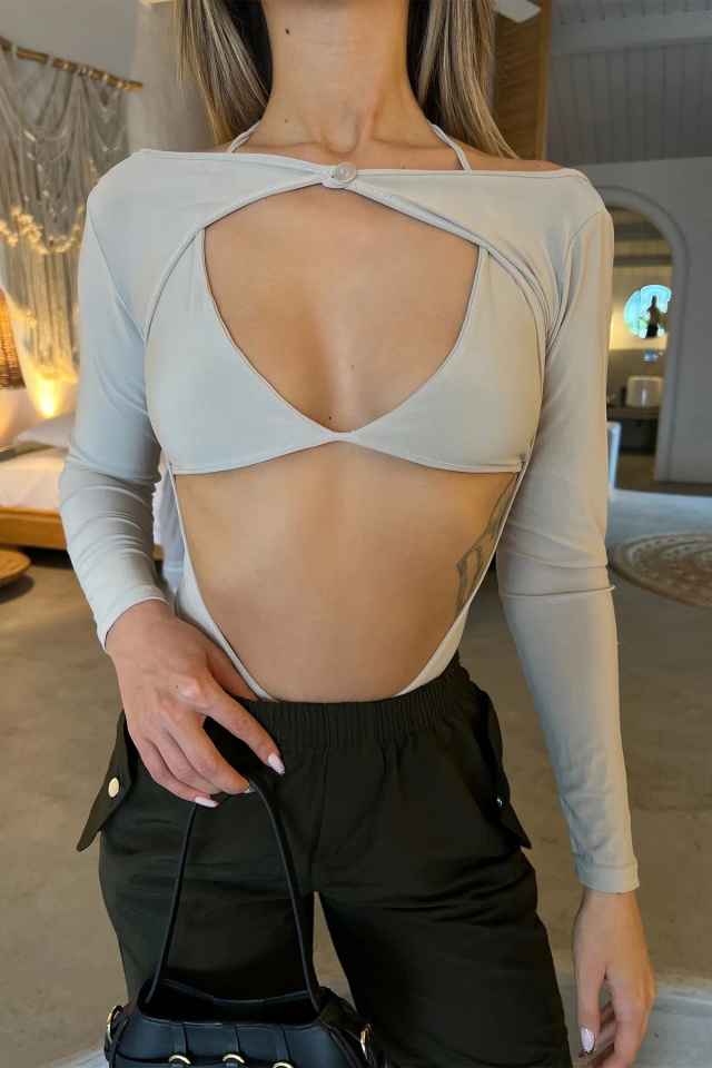 Taş Derin Dekolteli Bodysuit ATE4588 - 2