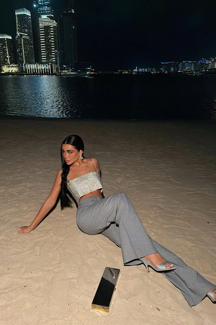 Taş Detay Askılı Crop Top ATE-5007 - EYYO