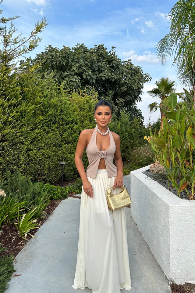 Taş Gül Detay Crop Top ATE8232 - 4