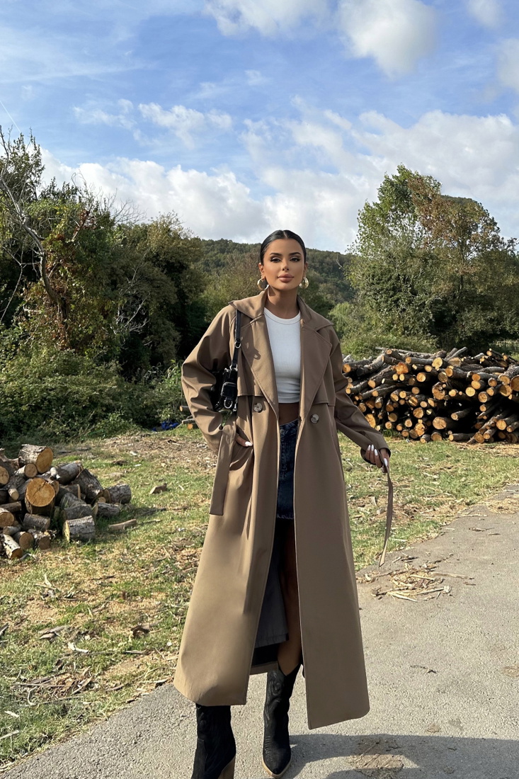 Toprak Kuşak Detay Trenckot ATE8769 - EYYO