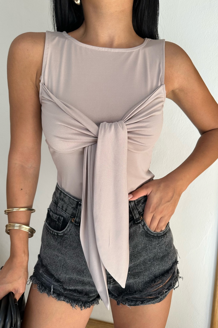 Taş Önden Bağlamalı Crop Top ATE7906 - EYYO