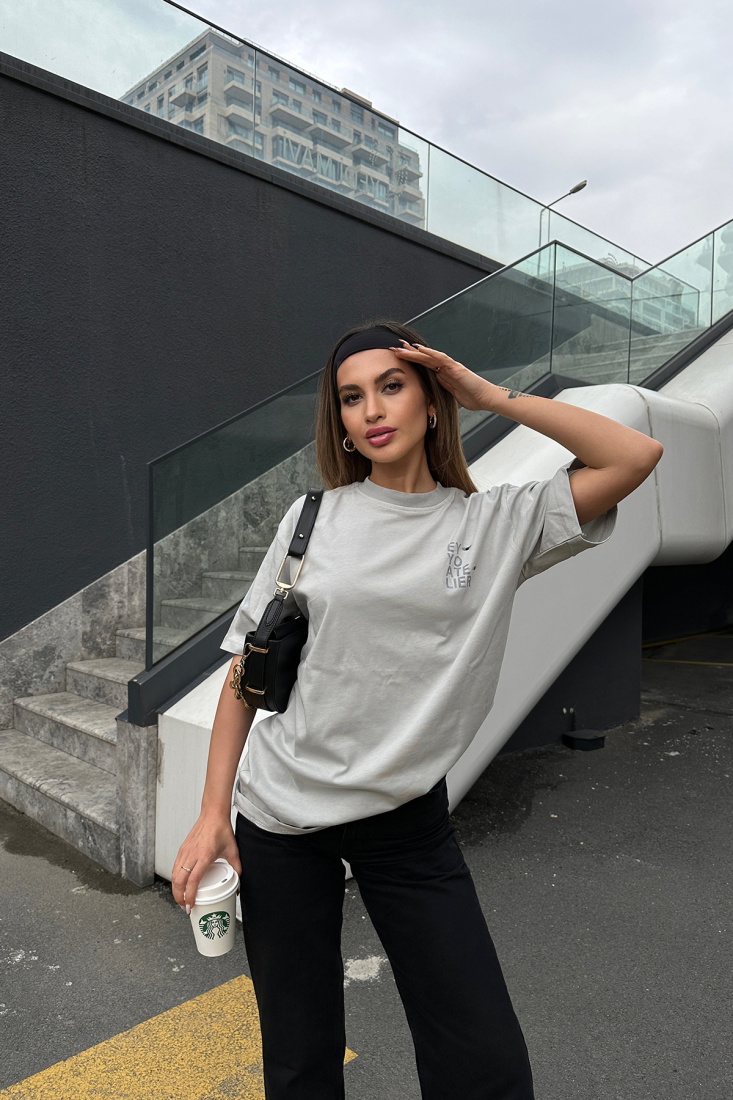Taş Oversize Baskılı Tişört ATE5192 - EYYO