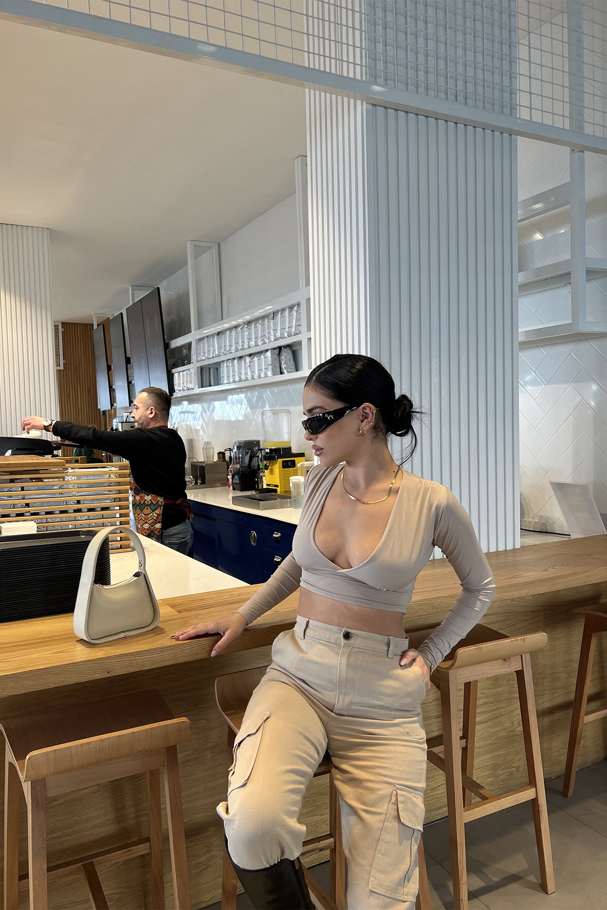 Taş Sırtı Bağlamalı Crop Top ATE3391 - 1