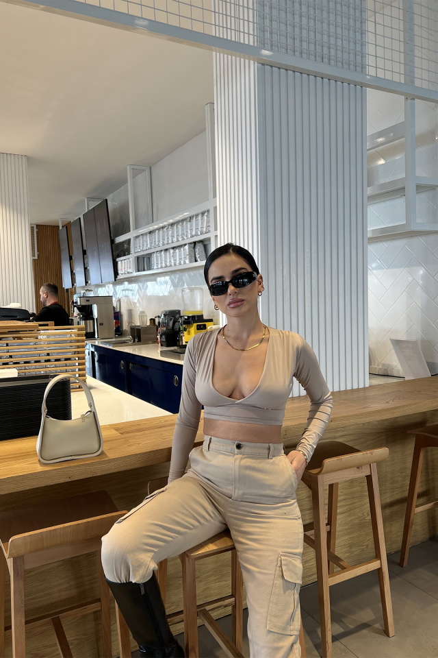 Taş Sırtı Bağlamalı Crop Top