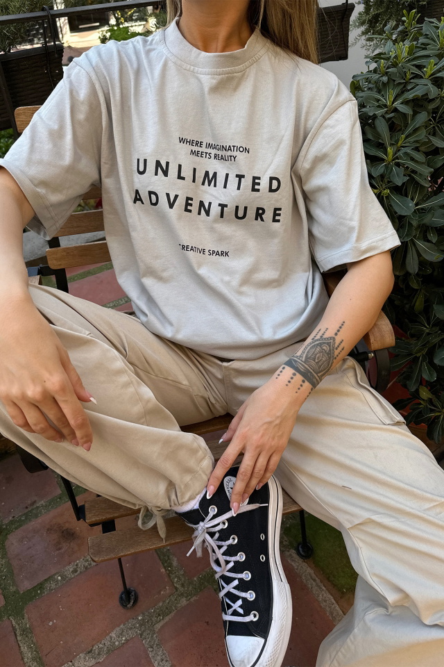Taş Unlımıted Adventure Yazılı Tişört ATE6074 - 2
