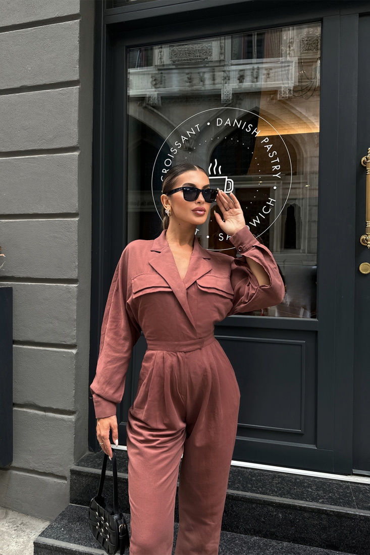 Toprak Gömlek Yaka Basic Tulum ATE7120 - EYYO