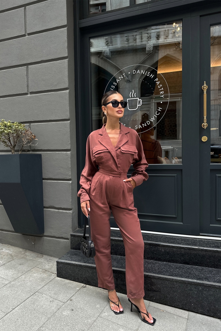 Toprak Gömlek Yaka Basic Tulum ATE7120 - EYYO