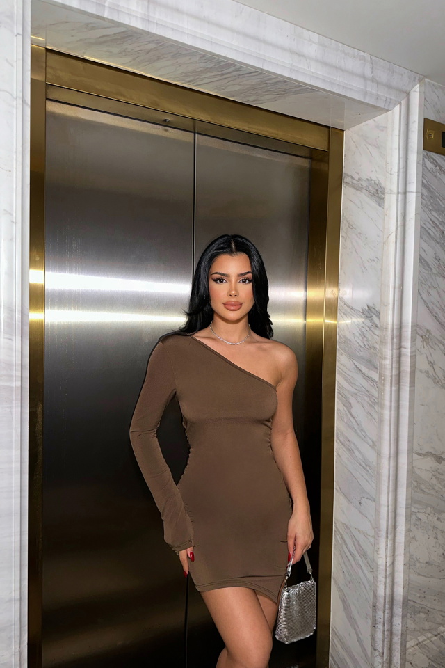 Toprak Tek Kol Mini Elbise ATE-0836 