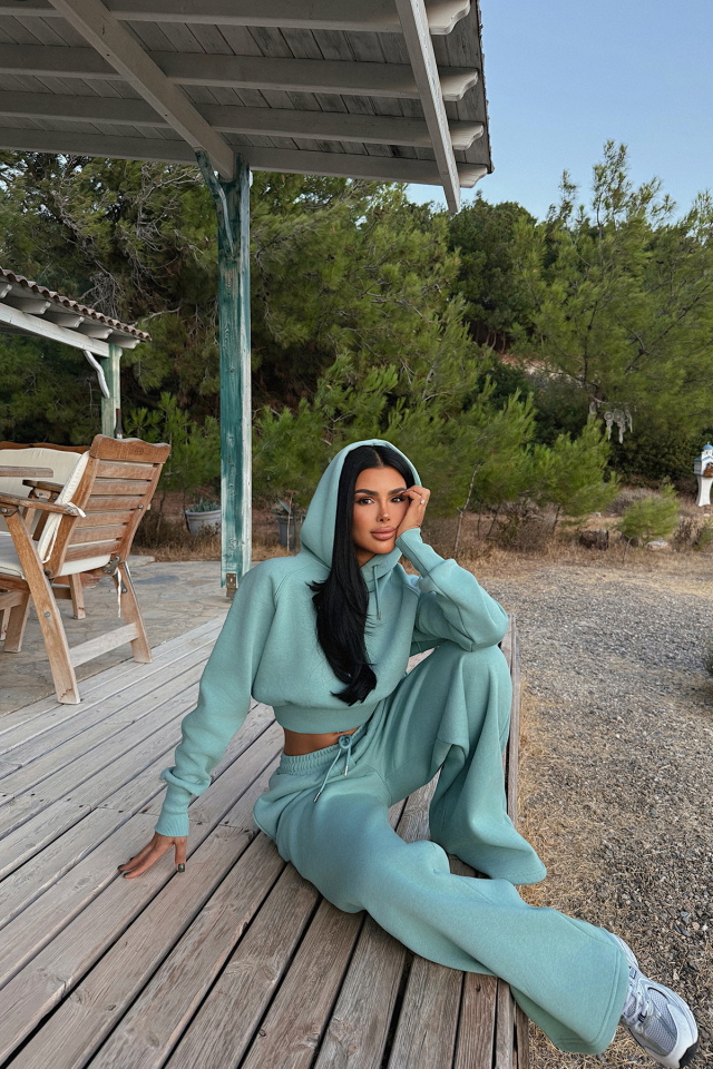 Turkuaz Scarf Kapşonlu Eşofman Takım ATE-3691 