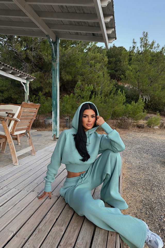 Turkuaz Scarf Kapşonlu Eşofman Takım