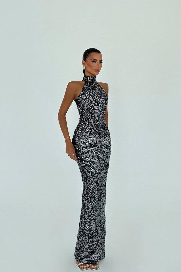 Turkuaz Shion Payetli Elbise ATE-3045 - EYYO