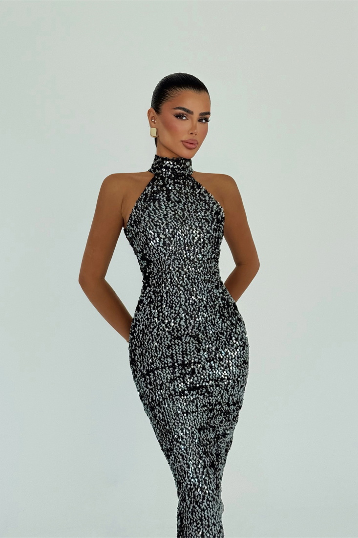 Turkuaz Shion Payetli Elbise ATE-3045 - EYYO