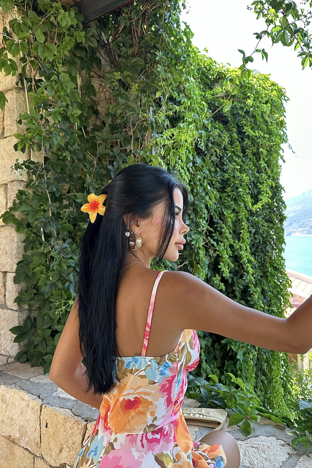 Turuncu Çiçekli Lotus Toka ATEL2212 