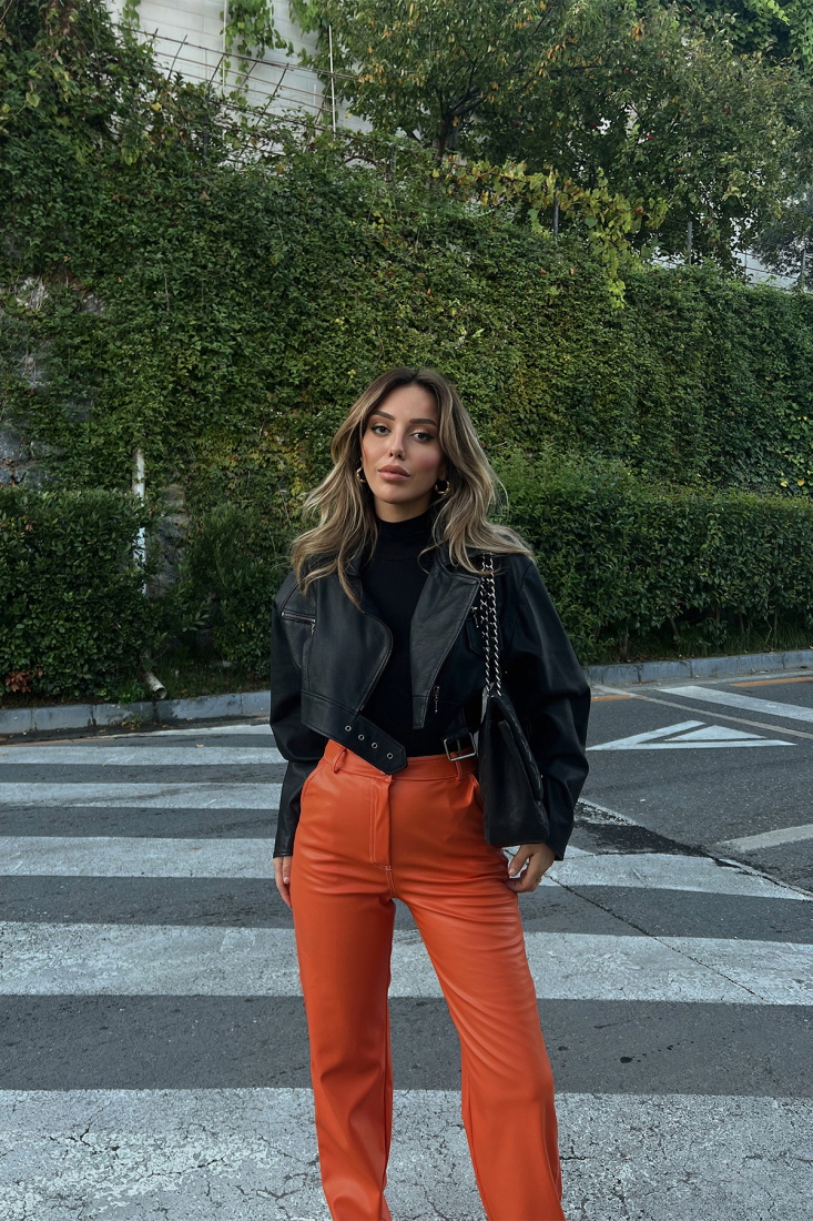 Turuncu Deri Pantolon ATE2005 - ETİKA