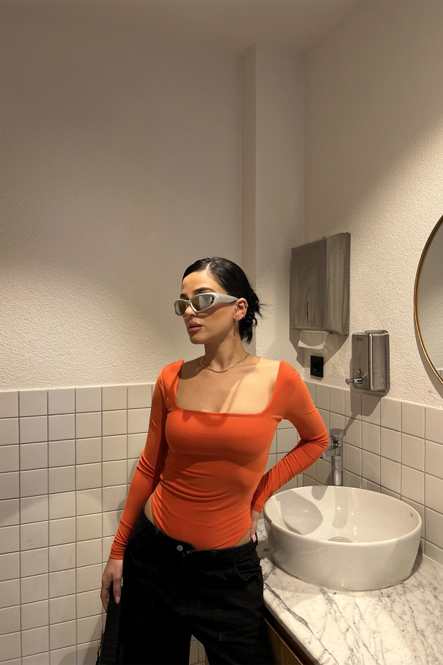 Turuncu Kare Yaka Bodysuit ATE3263 