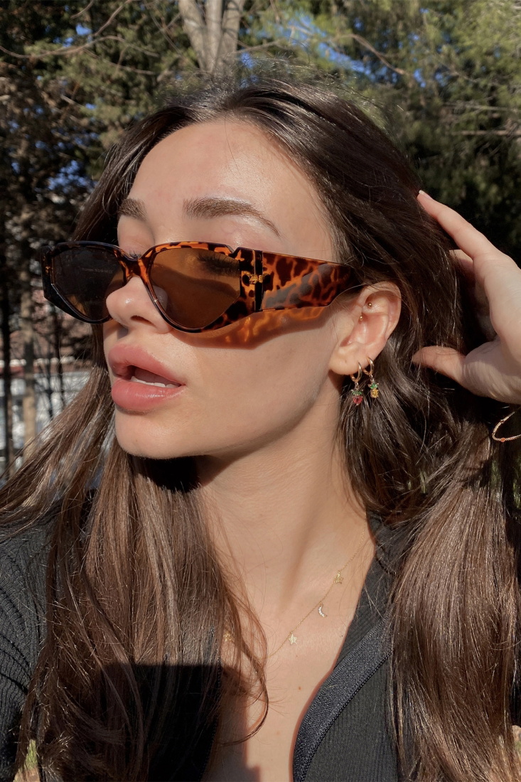 Turuncu Leopar Desen Gözlük ATE4929 - EYYO