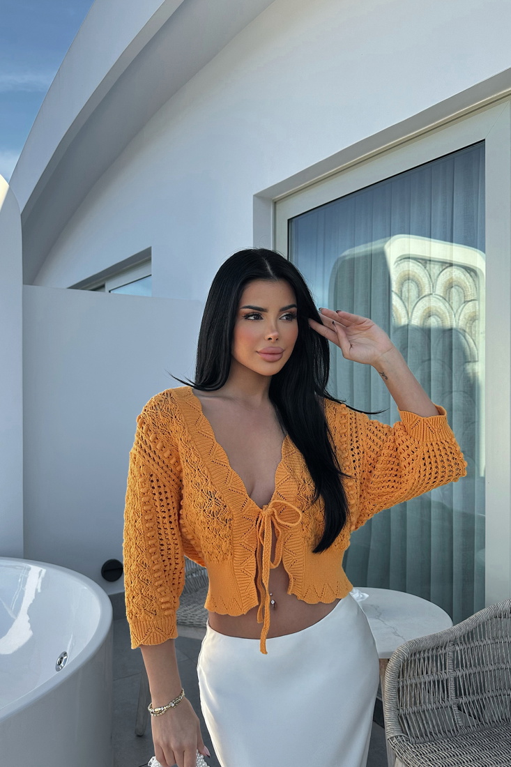 Turuncu Önden Bağlamalı Crop Top ATE8142 - EYYO