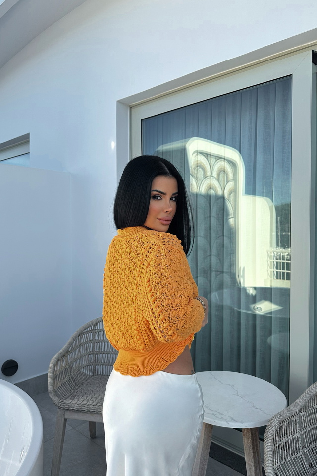 Turuncu Önden Bağlamalı Crop Top ATE8142 - 5