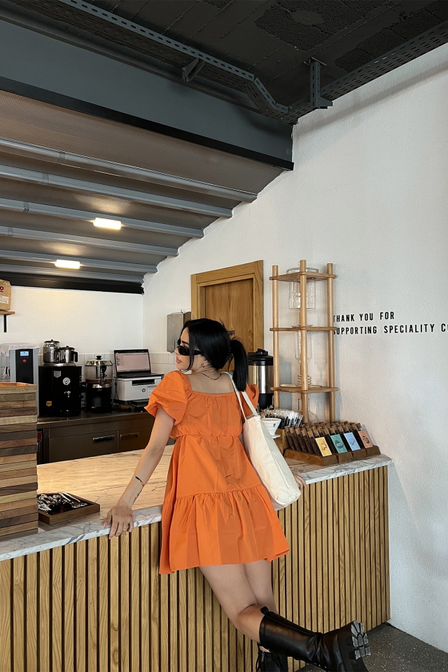 Turuncu Önden Bağlamalı Mini Elbise ATE4821 - 4