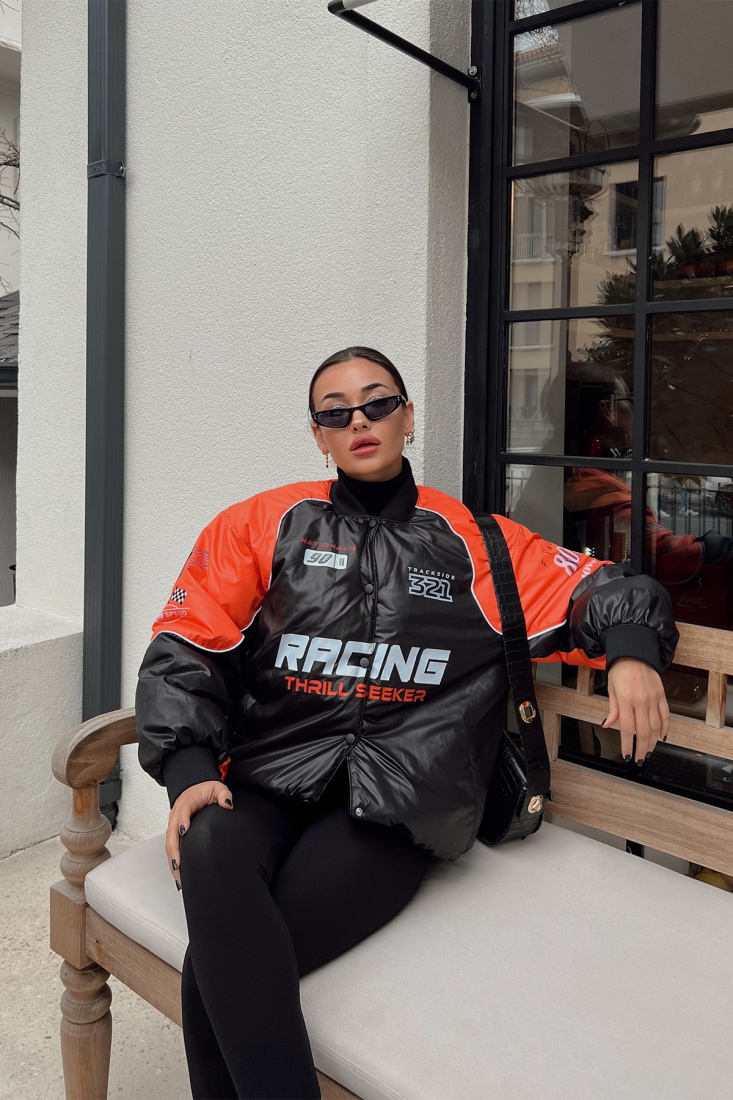 Turuncu Racing Baskılı Şişme Mont ATE3377 - EYYO