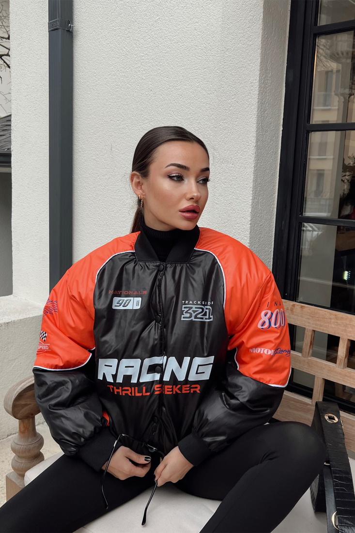 Turuncu Racing Baskılı Şişme Mont ATE3377 - EYYO