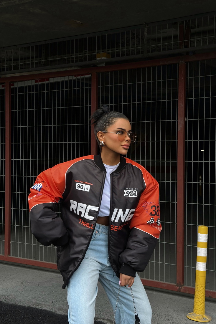 Turuncu Racıng Yazılı Mont ATE-0385 - EYYO